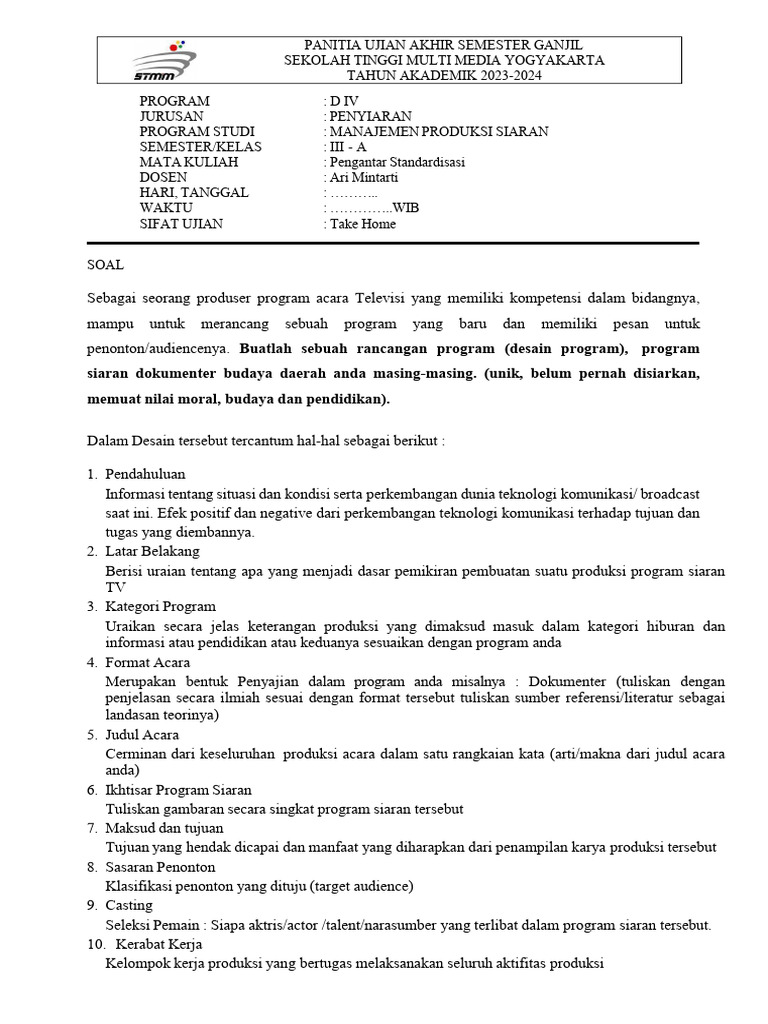 Rancangan Program Siaran Dokumenter Budaya | PDF