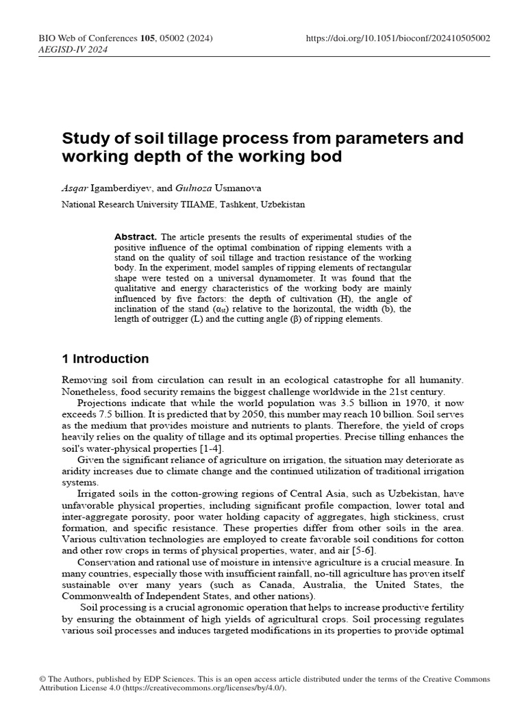 Soil Tillage Optimization Study | PDF | Agriculture | Soil