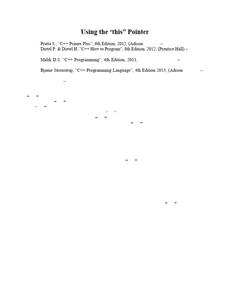 Understanding the C++ "this" Pointer | PDF | Pointer (Computer ...
