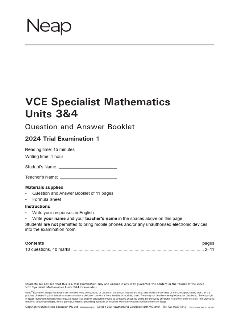 2024 Neap Units 3 4 Exam 1 | PDF | Mathematics | Physics