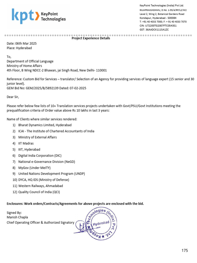 Project Experience Details | PDF | Contractual Term | Service Level ...