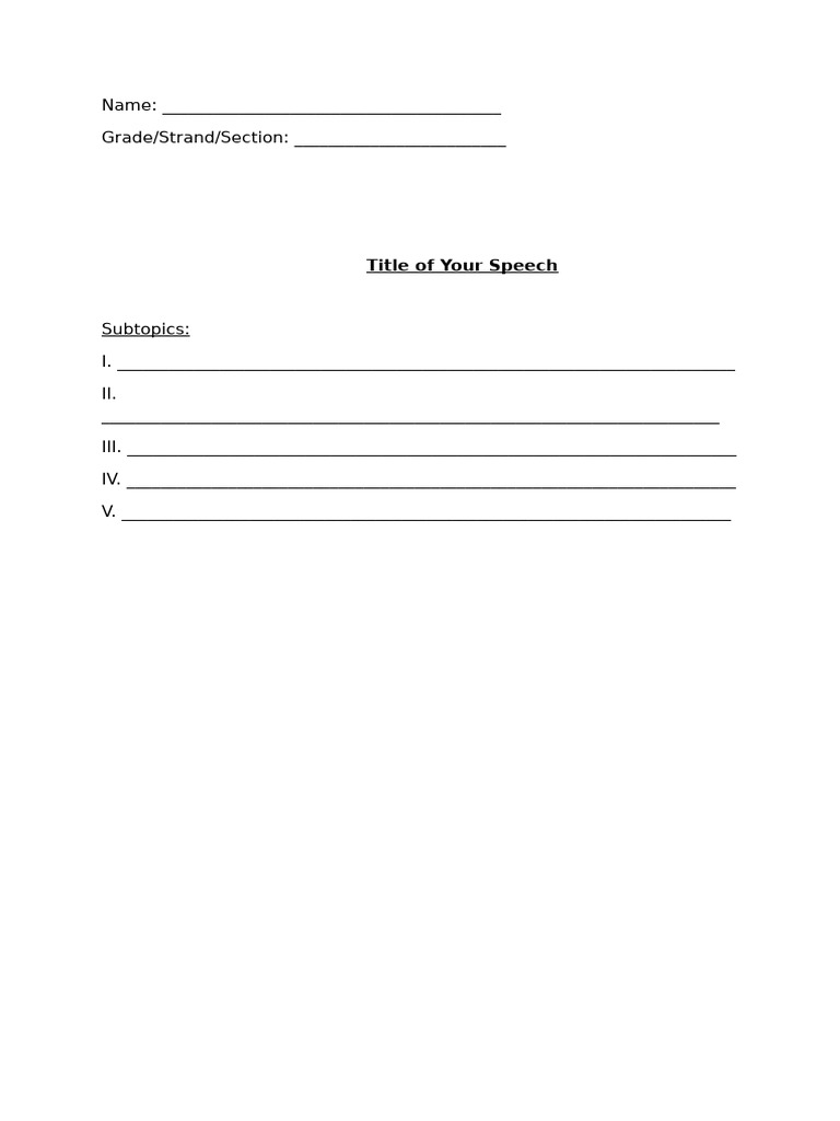 Speech Draft Template | PDF