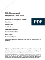 MSC Management: Assignment Cover Sheet
