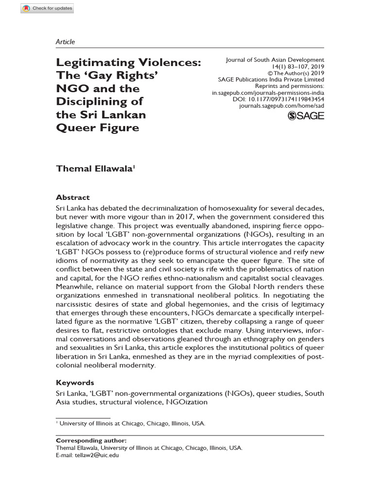 Ellawala 2019 Legitimating Violences the Gay Rights Ngo and the ...