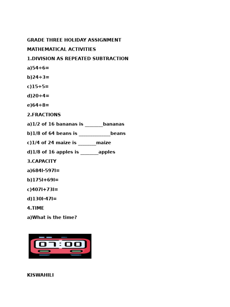 Grade 3 Holiday Math & Language Tasks | PDF