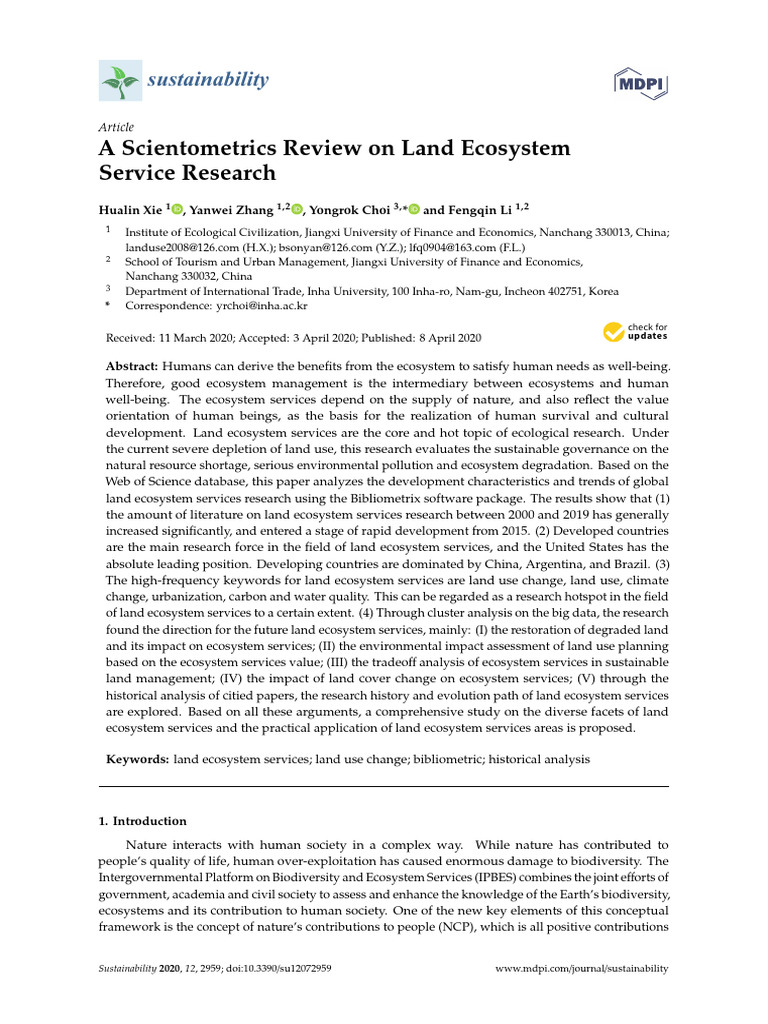 Scientometrics of Land Ecosystem Services | PDF | Ecosystem | Land Use