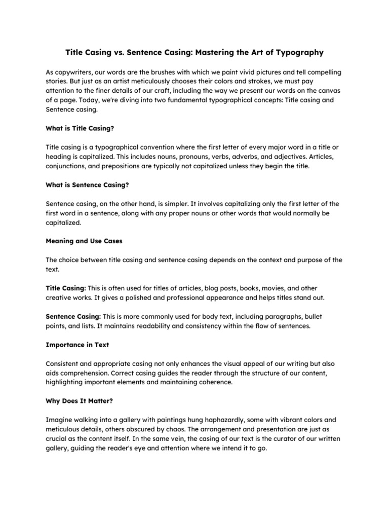 Title vs. Sentence Casing Explained | PDF | Typography | Word