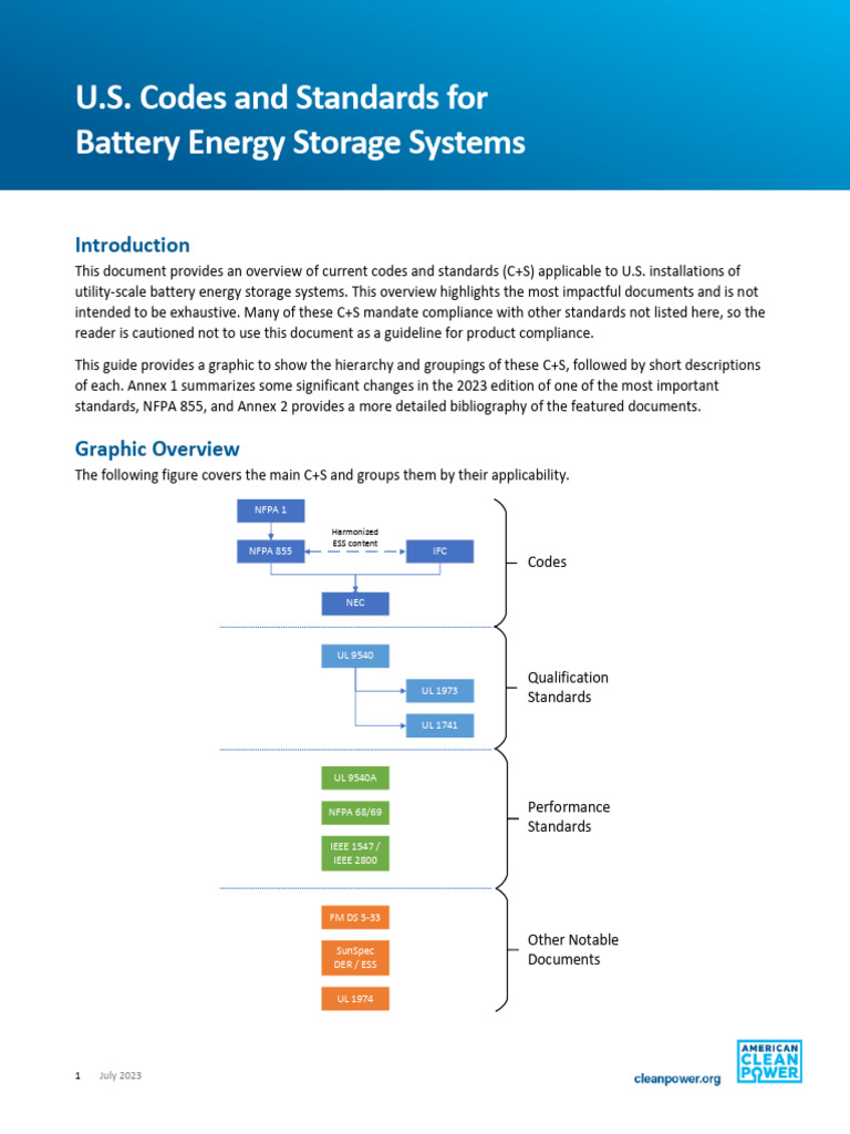 U.S. Battery Storage Codes Overview | PDF | Lithium Ion Battery