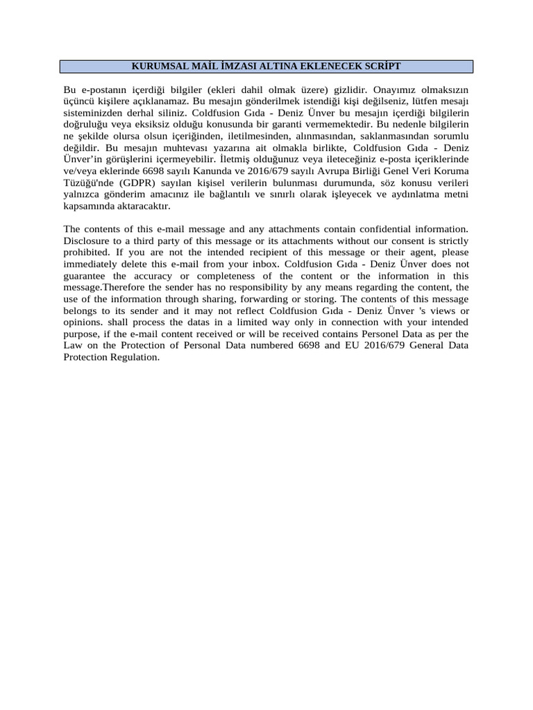 Kurumsal Mail Altına Script | PDF