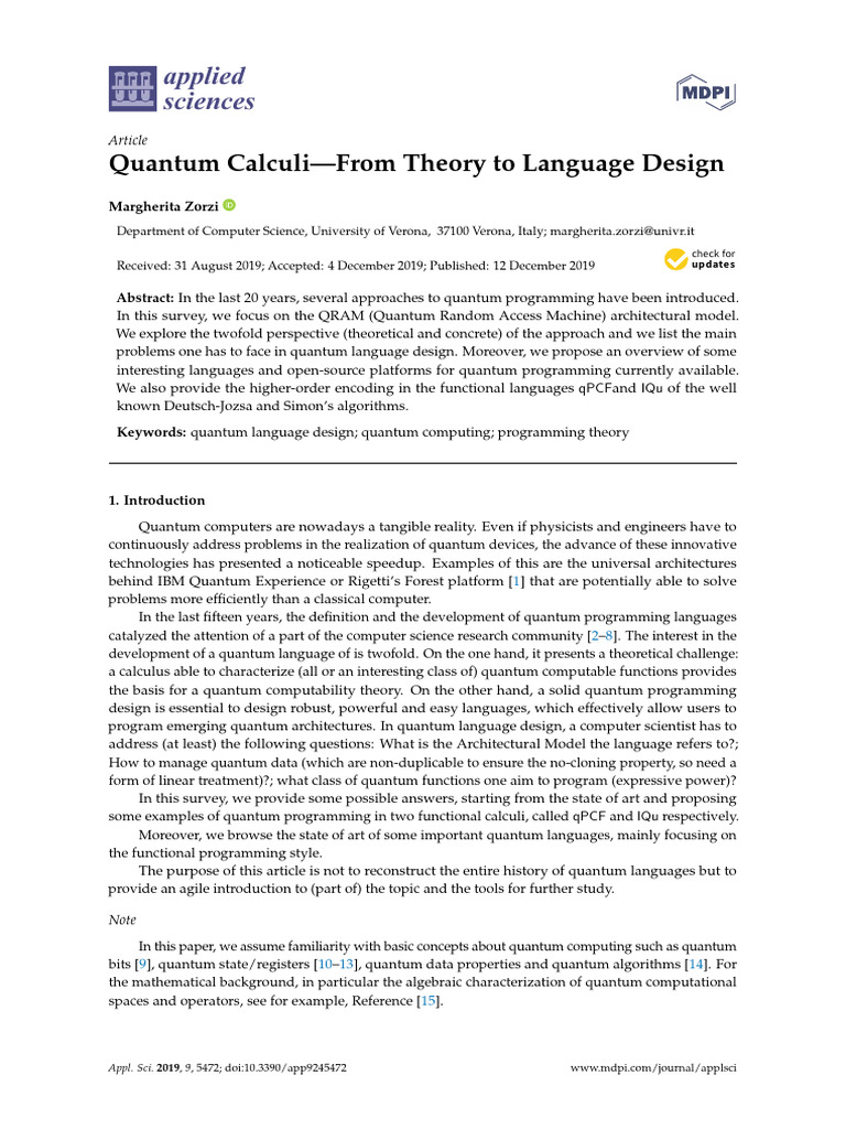 Quantum Language Design Survey | PDF | Quantum Computing | Software ...