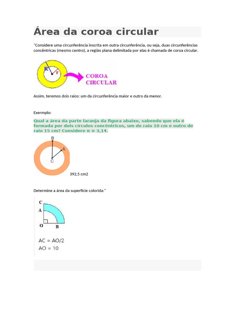 Área Da Coroa Circular | PDF