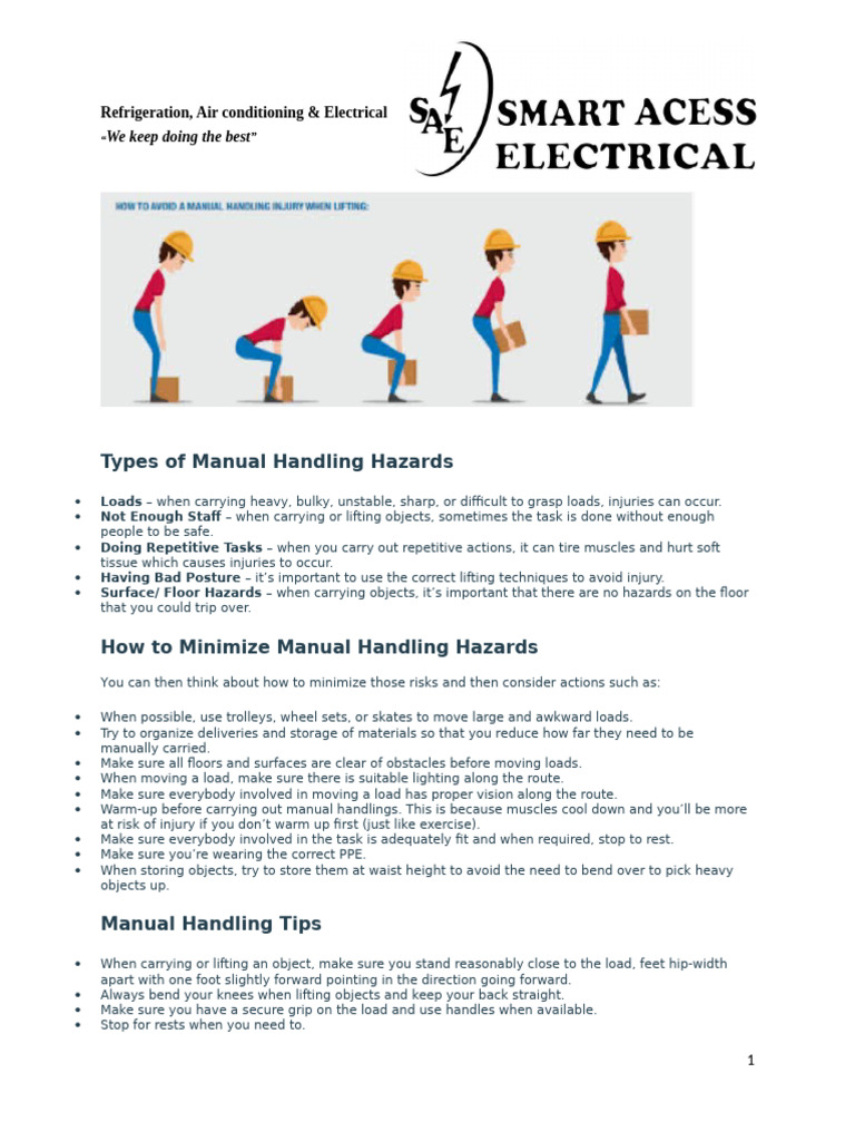 Toolbox Talk - Manual Handling | PDF