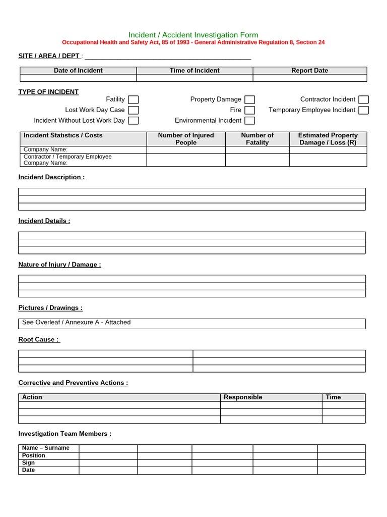 Incident Investigation Report Template | PDF