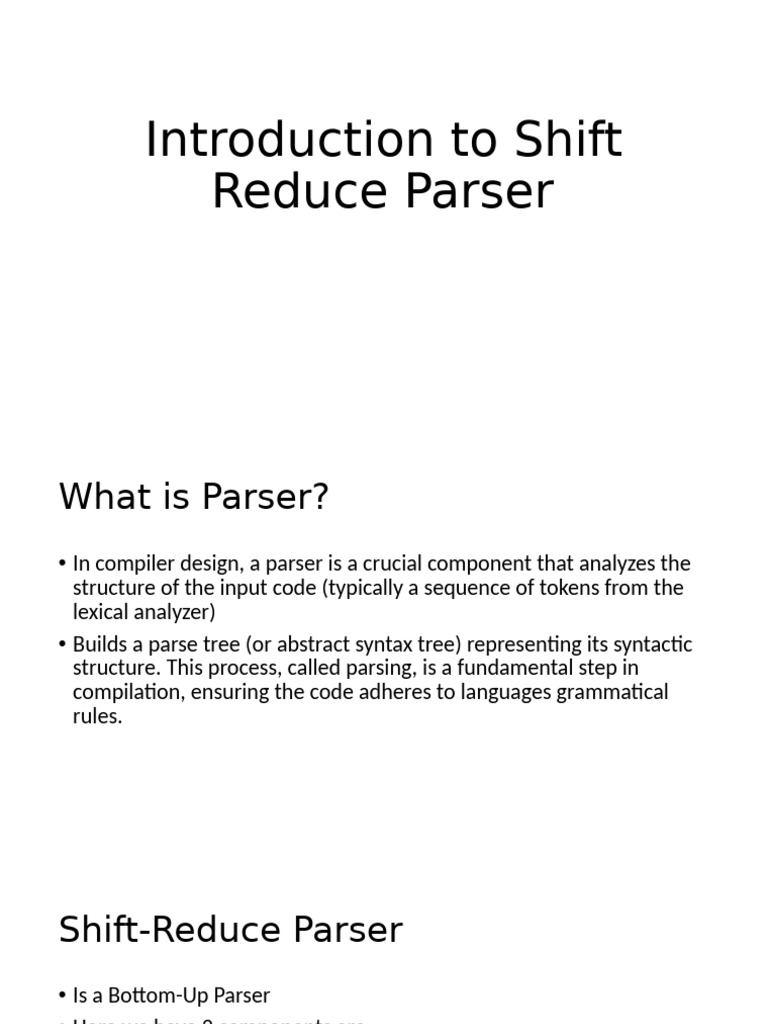 Shift-Reduce Parser Explained | PDF
