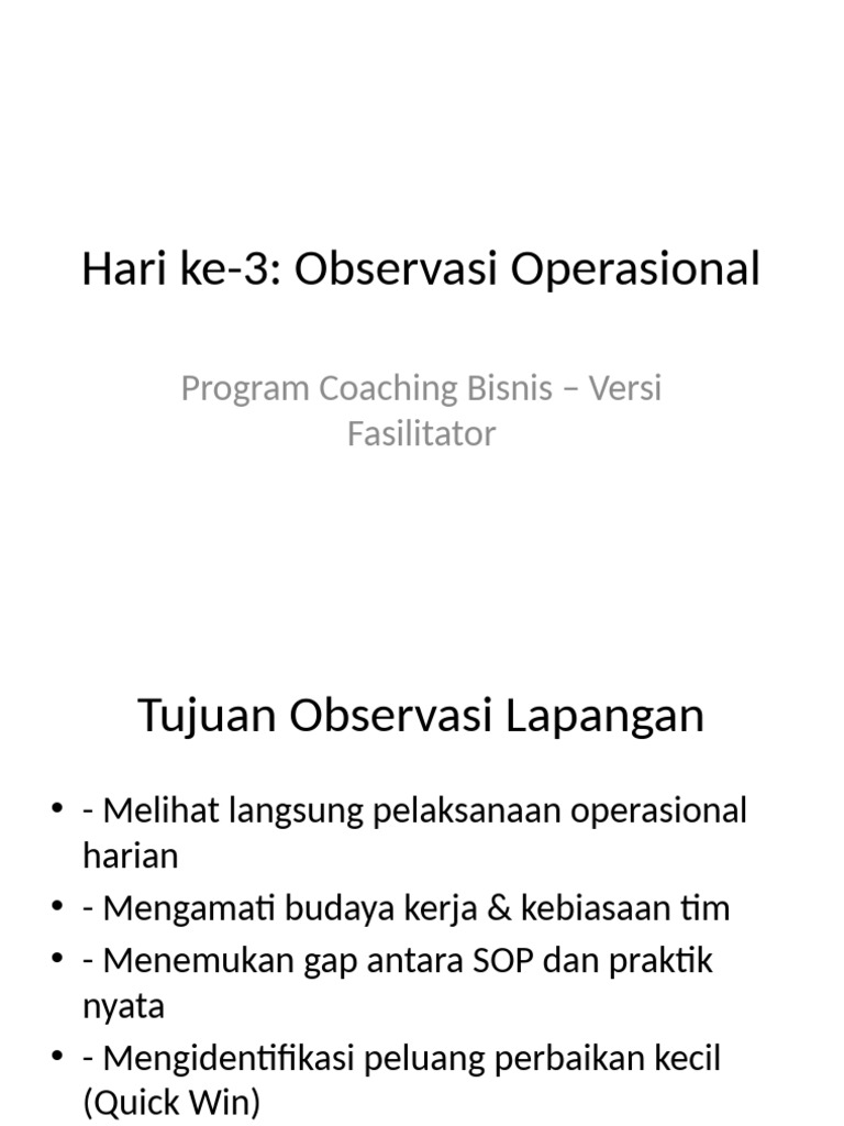 Slide Presentasi Hari 3 Observasi Operasional | PDF
