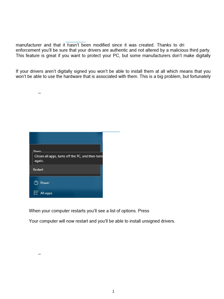 Disable Driver Signature Enforcement in Win10 | PDF | Windows 10 ...