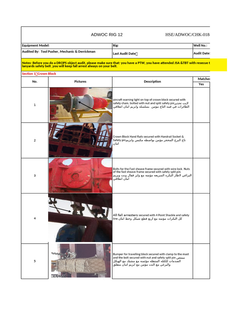 Drilling Rigs DROPS Objects Checklist | PDF
