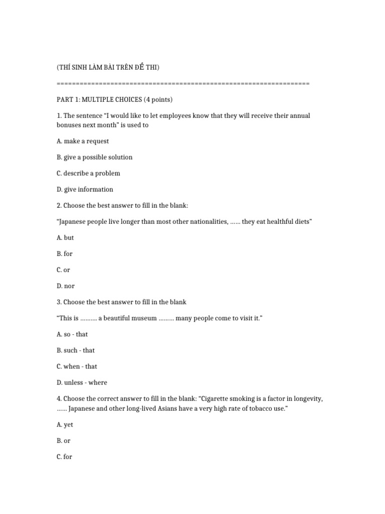 Exam Questions on English Language Skills | PDF