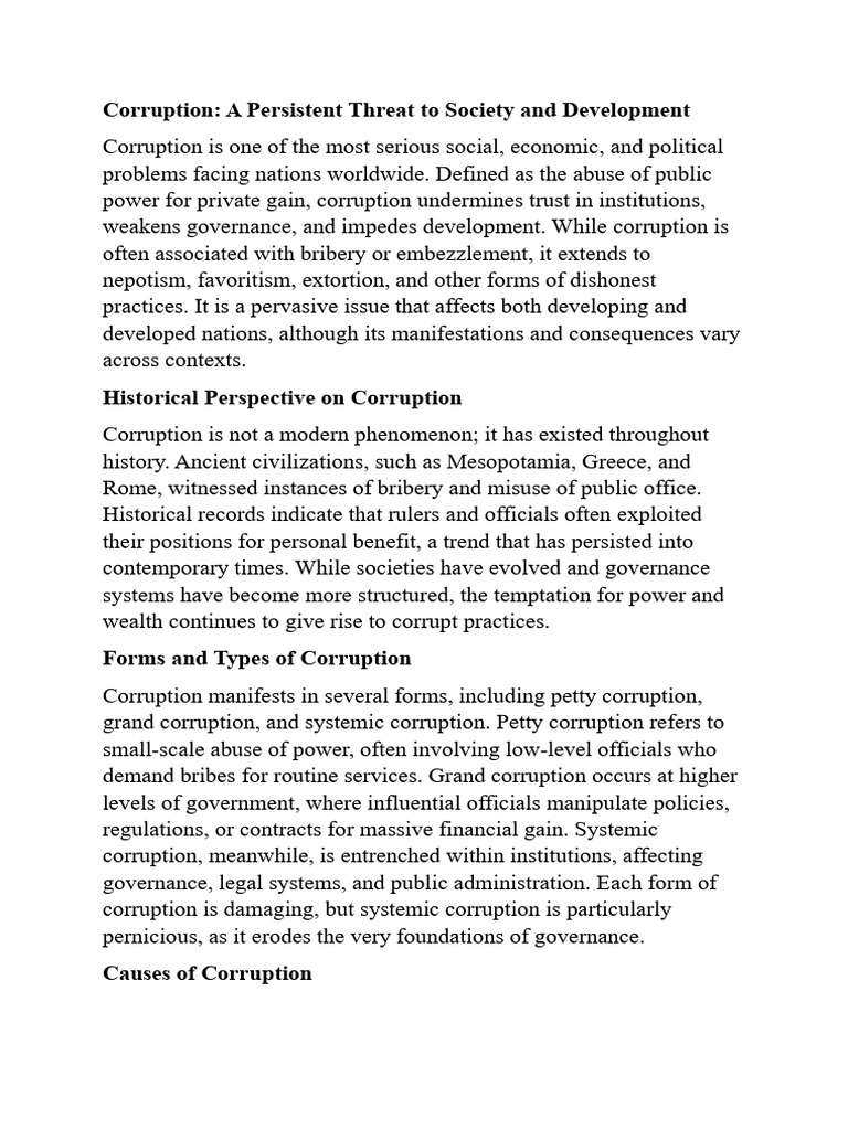 Understanding Corruption's Impact and Solutions | PDF | Corruption ...