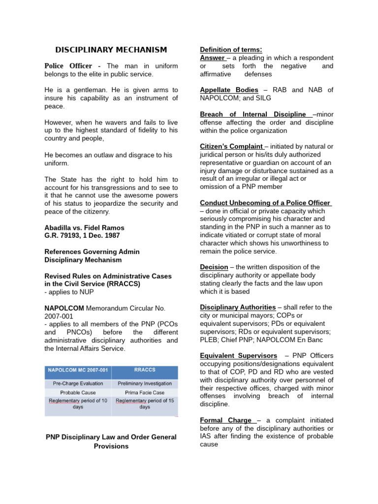 Police Disciplinary Mechanism Overview | PDF | Affidavit | Appeal