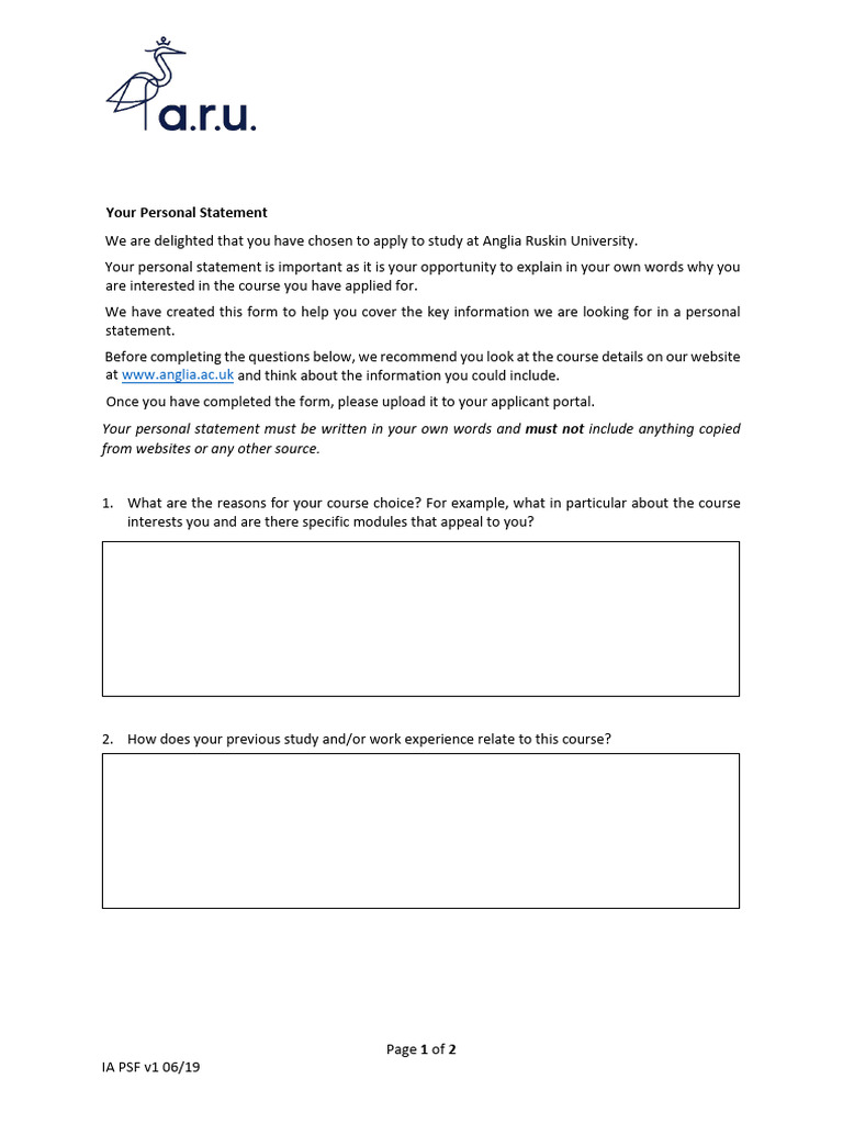 Personal Statement for Anglia Ruskin MSc | PDF | Data | Machine Learning
