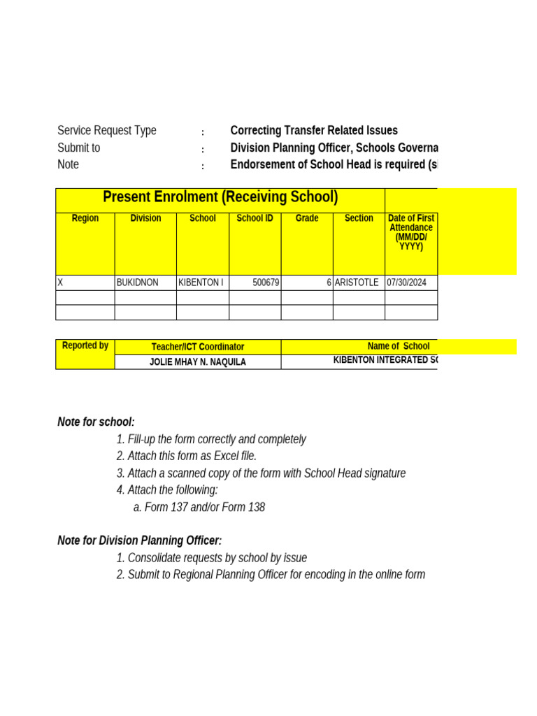 Transfer Error Correction Request Form | PDF | Computing