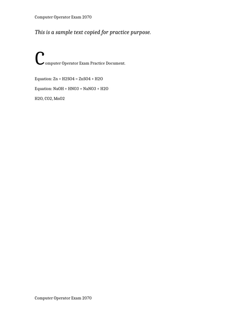 Computer Operator Exam 2070 Practice | PDF