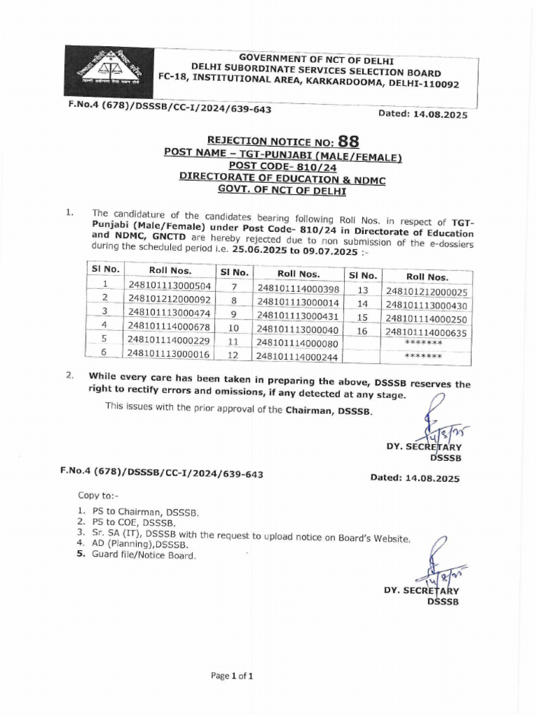 Rejection Notice 810-24 | PDF