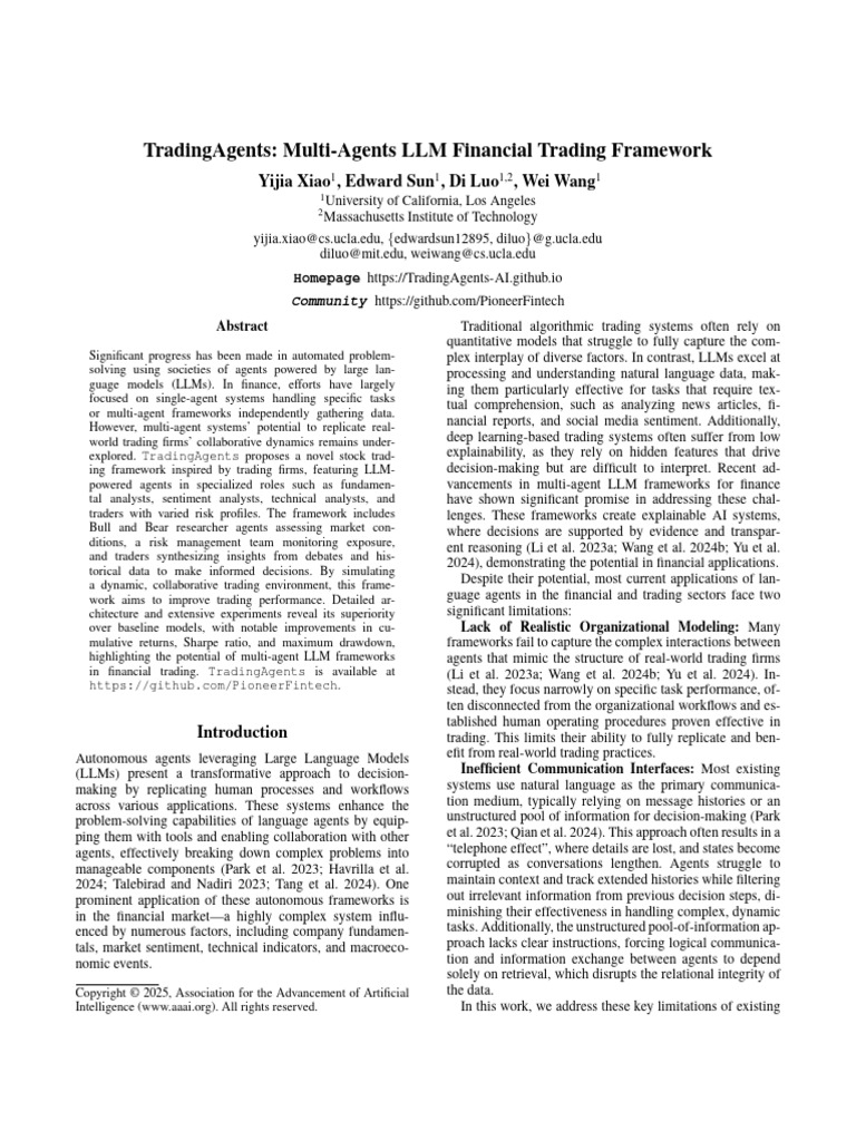 Multi-Agent LLM Framework for Trading | PDF | Technical Analysis | Risk