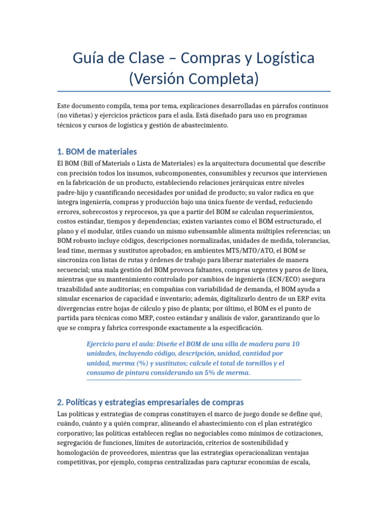 Guía Completa de Compras y Logística | PDF | Planificación de recursos ...