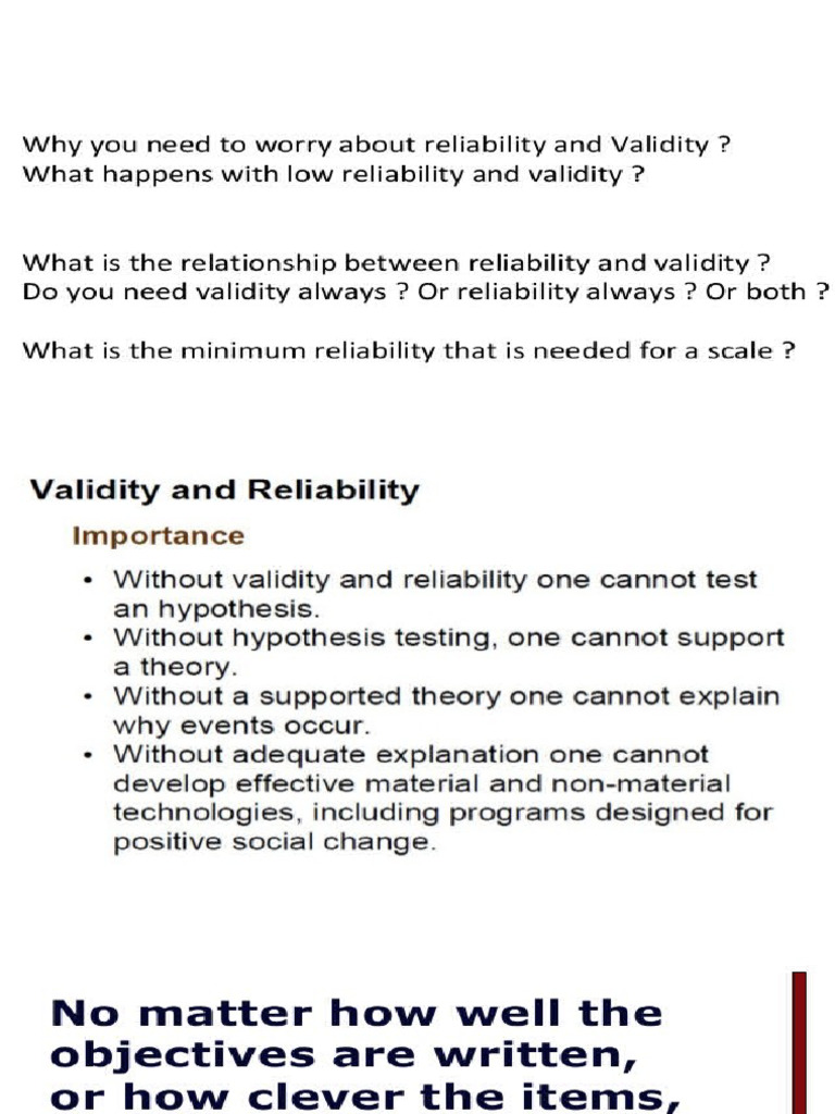 Reliability and Validity in Testing | PDF