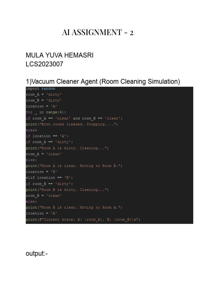 AI Simulations: Vacuum, Chatbot, BFS | PDF