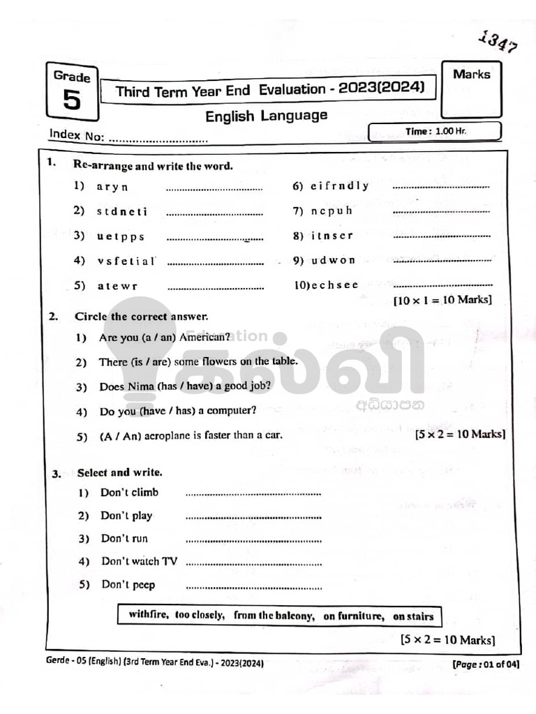 Gr5 Ta English 2023 Term 3 | PDF