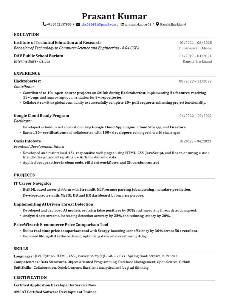 Prasant's Resume | PDF | Cloud Computing | My Sql