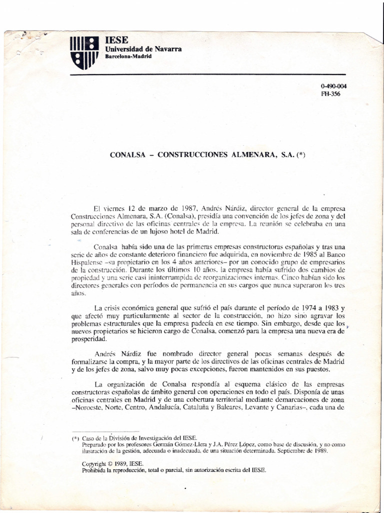 Estrategia de Reorganización en Conalsa | PDF