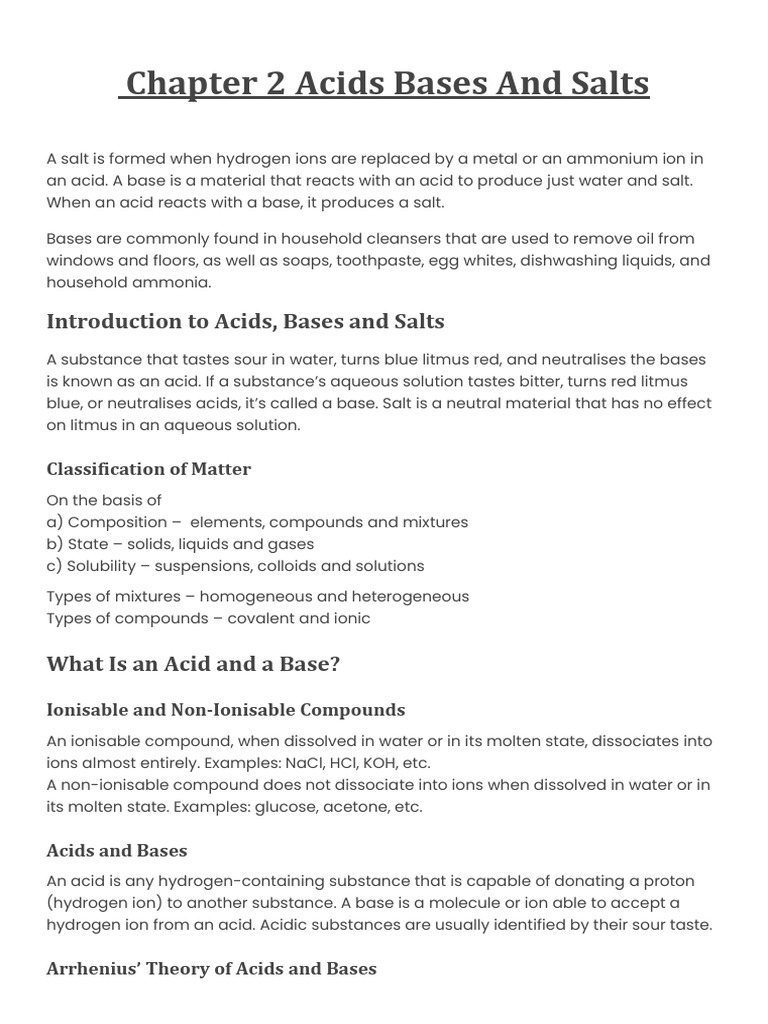 Acids, Bases, and Their Reactions | PDF | Acid | Hydroxide