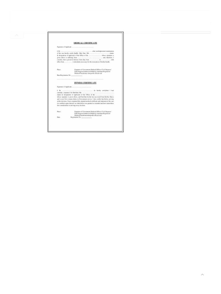 Medical Certificate and Fitness in PDF For Central Government Employees ...