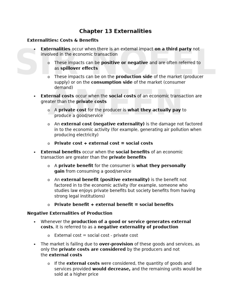 Understanding Externalities: Costs & Benefits | PDF | Externality ...
