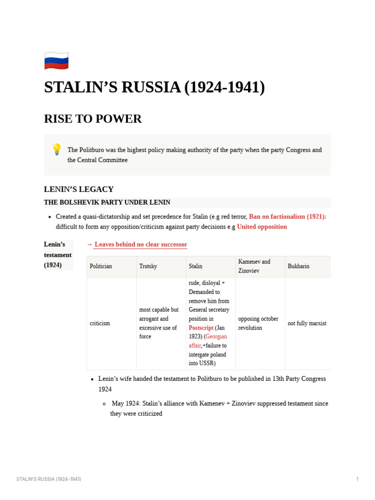Stalin's Rise: Power and Policies (1924-1941) | PDF | Joseph Stalin ...