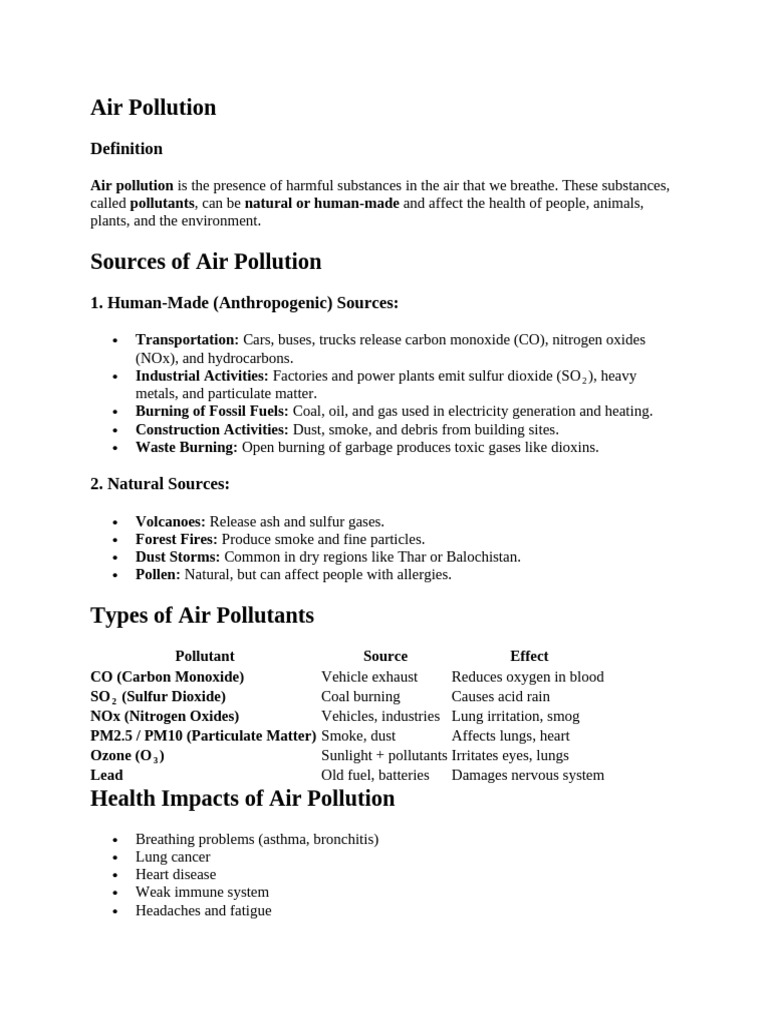 Understanding Air Pollution Sources & Effects | PDF | Air Pollution ...