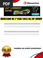 Classificados - 2 Fase Obmep 2025 | PDF