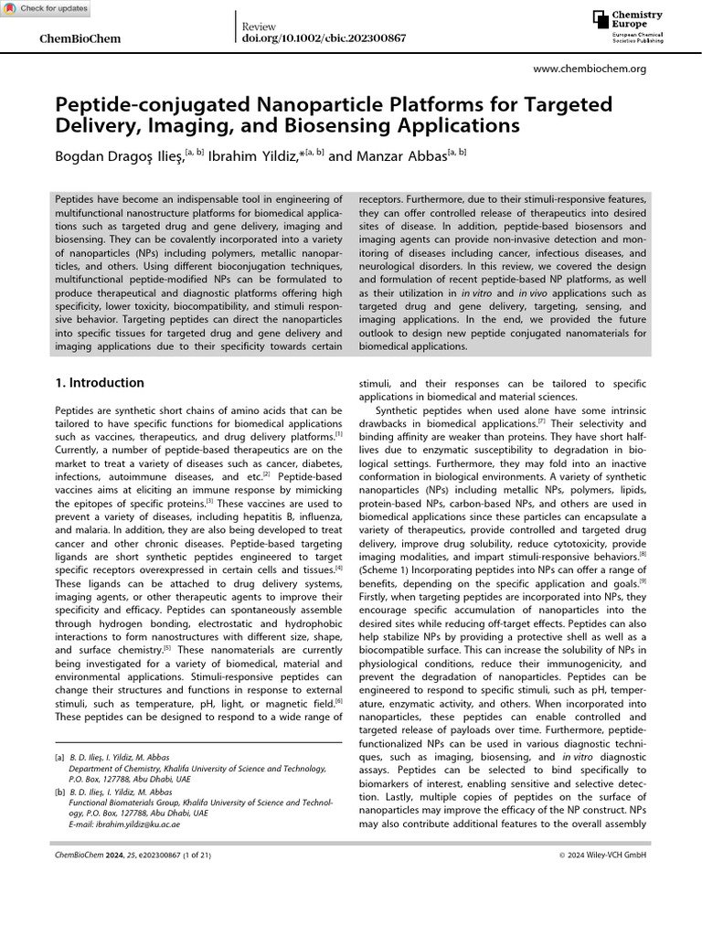 Peptide-Modified Nanoparticles in Biomedicine | PDF | Inflammation ...