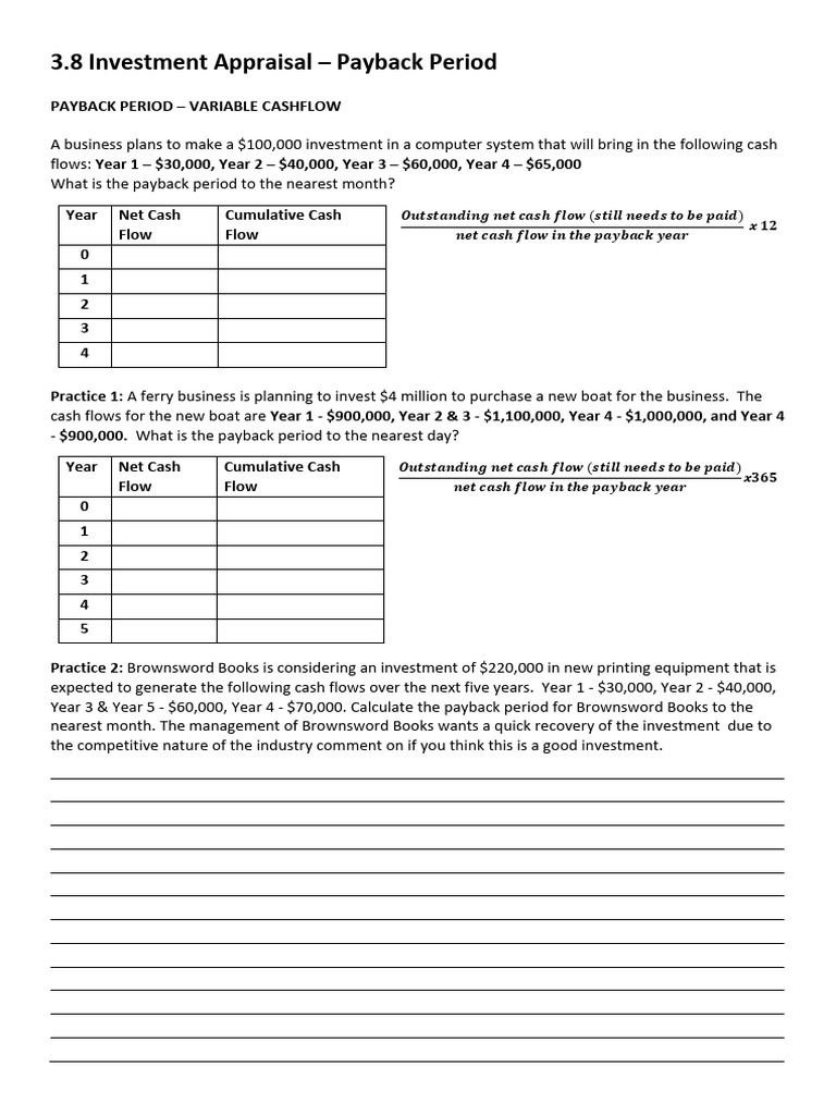 Payback Period Calculation Guide | PDF | Investing | Financial Economics