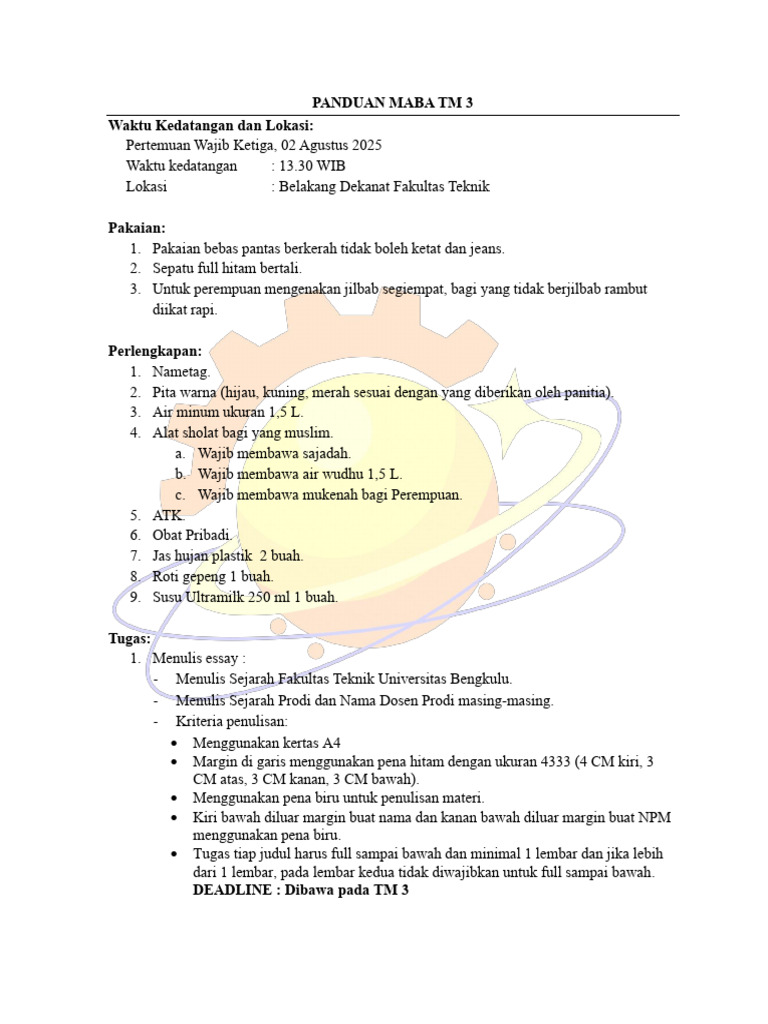 Panduan MABA TM 3 Fakultas Teknik | PDF