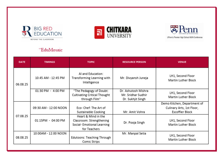 U-Penn Faculty Development Program Schedule | PDF