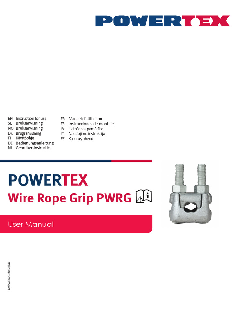 User Manual Powertex Wire Rope Grip Ficha | PDF