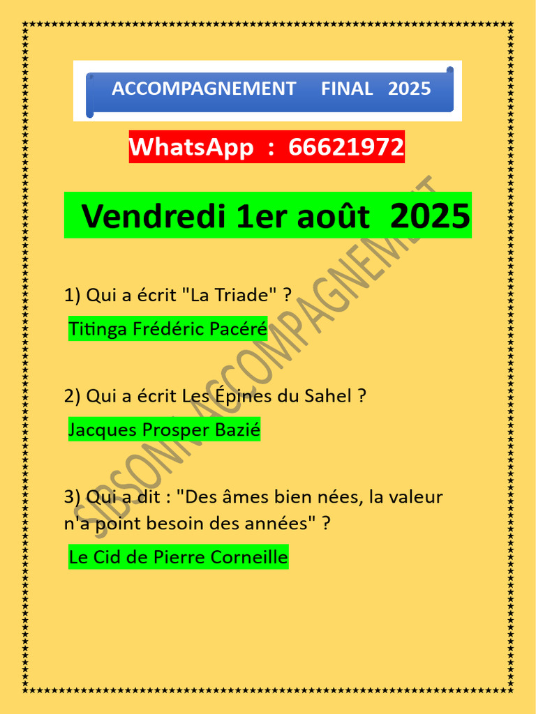 Questions et réponses sur divers sujets | PDF