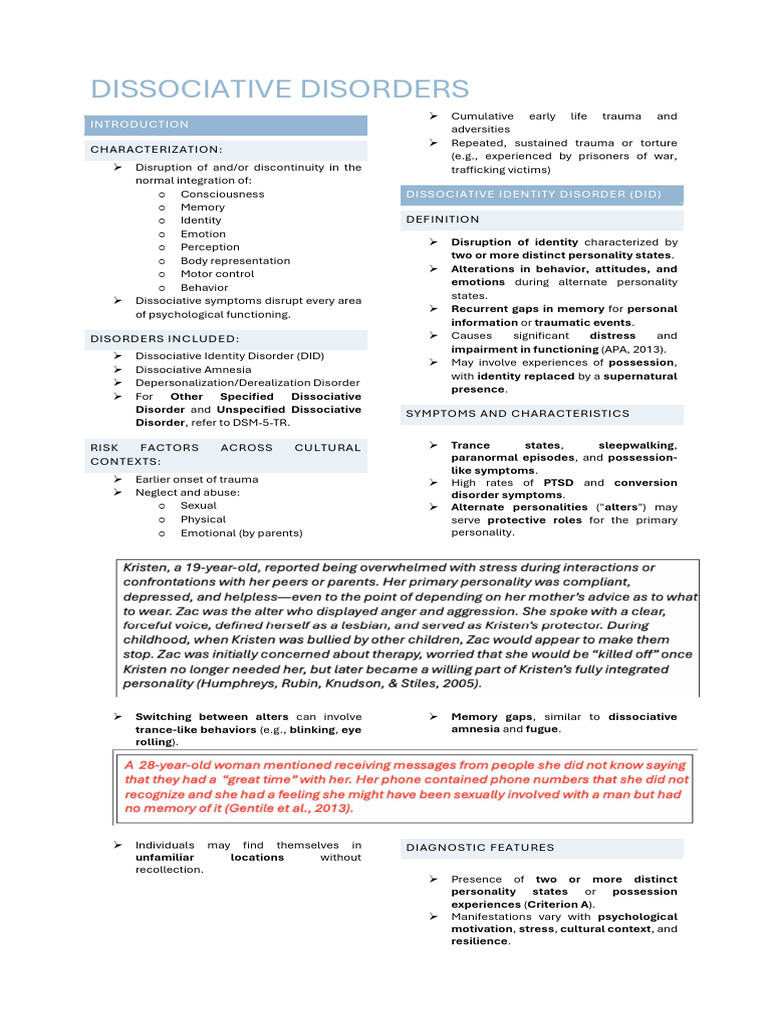 Understanding Dissociative Disorders | PDF | Dissociation (Psychology ...