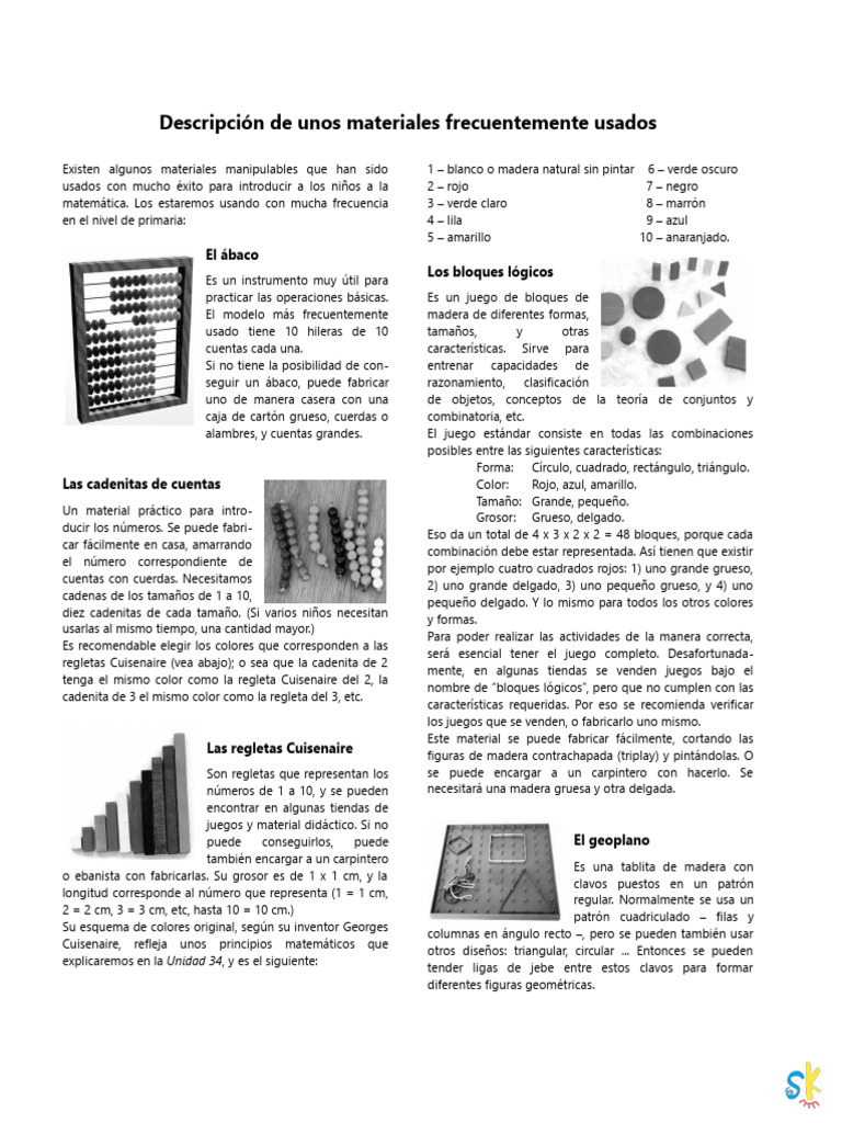 Materiales didácticos para matemáticas infantiles | PDF | Color