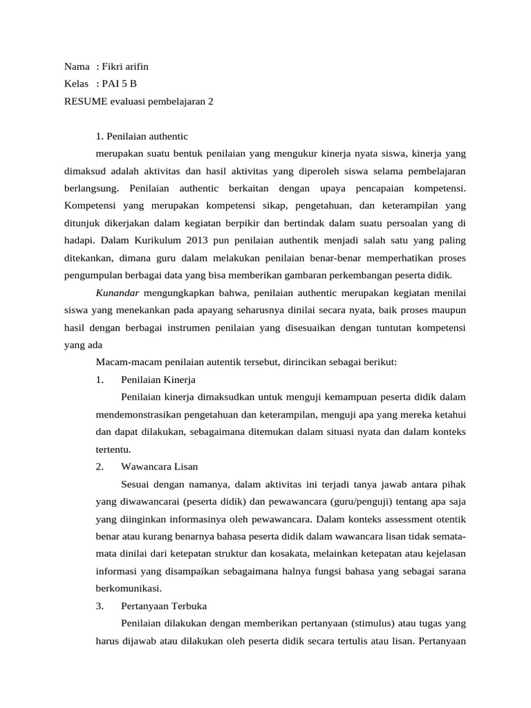 Penilaian Autentik dan HOTS dalam Pendidikan | PDF